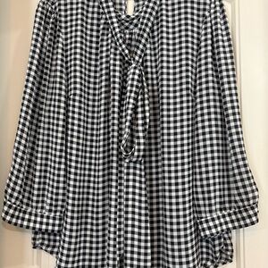 Elegant Black and White Checkered Blouse